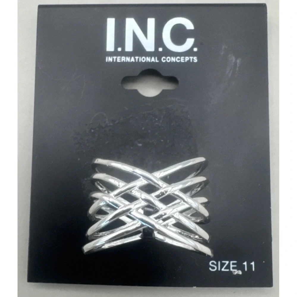 NWT Silver Tone Layer Tower Ring I.N.C. Size 11